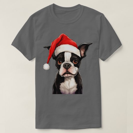 ボストンテリアクリスマス Tシャツ (デザイン正面)