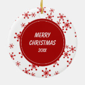 ボストンテリアサンタハットレッドスノーフレーク セラミックオーナメント (裏面)