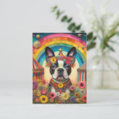 ボストンテリアサーカスカラフル ポストカード (スタンド正面)