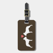 ボストンテリアシルエットとハートと文字 ラゲッジタグ (正面縦)