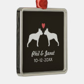 ボストンテリアシルエット愛犬カップルカスタム メタルオーナメント (右)