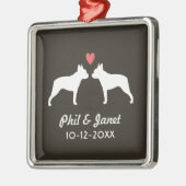 ボストンテリアシルエット愛犬カップルカスタム メタルオーナメント (左)