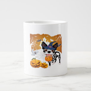 ボストンテリアスケルトンドッグパンプキンハロウィーンコスト ジャンボコーヒーマグカップ