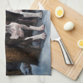 ボストンテリアスノウィースリークリスマスデコール キッチンタオル (四つ折り)