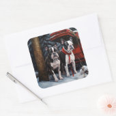 ボストンテリアスノウィースリークリスマスデコール スクエアシール (封筒)