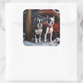 ボストンテリアスノウィースリークリスマスデコール スクエアシール (バッグ)