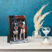 ボストンテリアスノウィースリークリスマスデコール フォトプラーク (側面)