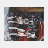 ボストンテリアスノウィースリークリスマスデコール フリースブランケット (正面(横))