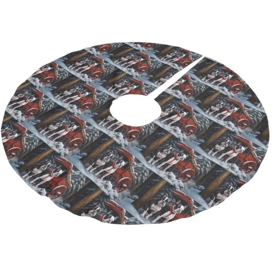 ボストンテリアスノウィースリークリスマスデコール ブラッシュドポリエステルツリースカート (アングル)