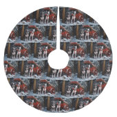 ボストンテリアスノウィースリークリスマスデコール ブラッシュドポリエステルツリースカート (正面)