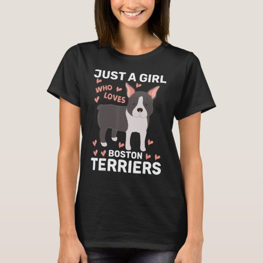 ボストンテリアズボストンテリを愛する女の子 Tシャツ (正面)