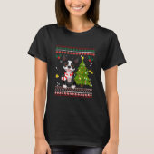 ボストンテリアトナカイクリスマス2020ツリークリスマス Tシャツ (正面)
