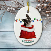 ボストンテリアドッグインホリデー抱き枕 セラミックオーナメント