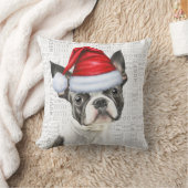 ボストンテリアドッグウォーターカラークリスマス クッション (ブランケット)