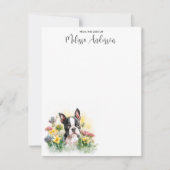 ボストンテリアドッグウォーターカラーパピーパーソナライズされた ノートカード (正面)