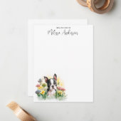 ボストンテリアドッグウォーターカラーパピーパーソナライズされた ノートカード (正面/裏面インサイチュ)