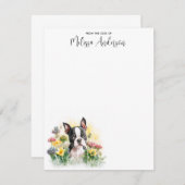 ボストンテリアドッグウォーターカラーパピーパーソナライズされた ノートカード (正面/裏面)