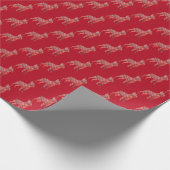 ボストンテリアドッグクリスマスかわいいシルエットレッド ラッピングペーパー (角)