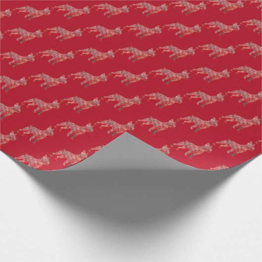 ボストンテリアドッグクリスマスかわいいシルエットレッド ラッピングペーパー (角)