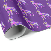 ボストンテリアドッグシルエットカラーパープルダーク ラッピングペーパー (ロールコーナー)