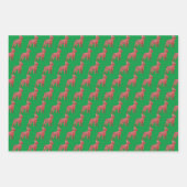 ボストンテリアドッグシルエットグリーンウメリーォーフマス ラッピングペーパーシート (正面3)