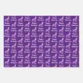 ボストンテリアドッグシルエットパープルハッピーデイ ラッピングペーパーシート (正面)