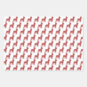 ボストンテリアドッグシルエットレッドウメリーォーフマス ラッピングペーパーシート (正面3)