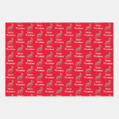 ボストンテリアドッグシルエットレッドウメリーォーフマス ラッピングペーパーシート (正面)