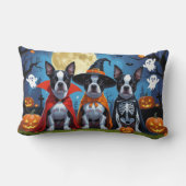 ボストンテリアドッグスパンプキンハロウィンおもしろい ランバークッション (裏面)