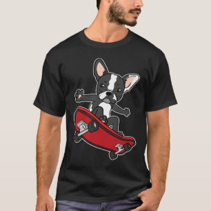 ボストンテリアドッグドッグズパピースケートボードボーダー Tシャツ