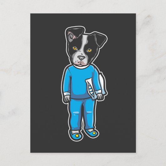 ボストンテリアドッグパジャマスパピースリープベッドタイム ポストカード (正面)