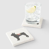 ボストンテリアドッグブリードボホフローラシルエット ストーンコースター (横)