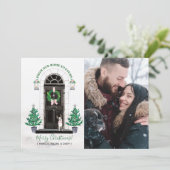 ボストンテリアドッグホリデークリスマスフォトカード 招待状 (スタンド正面)