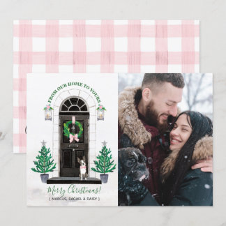 ボストンテリアドッグホリデークリスマスフォトカード 招待状