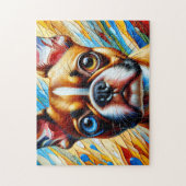 ボストンテリアドッグポートレートアクリルアートプリントドッグ ジグソーパズル (縦)