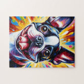 ボストンテリアドッグポートレートアクリルアートプリントドッグ ジグソーパズル (横)
