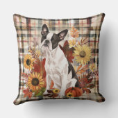 ボストンテリアドッグ秋ウォーター色の花 クッション (裏面)