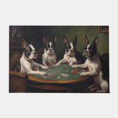 ボストンテリアドッグ遊ズトランプのポーカーアート ドアマット (正面)