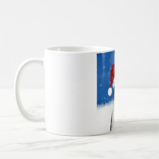 ボストンテリアドッグin雪クリスマスハッピーホリデー コーヒーマグカップ (左)