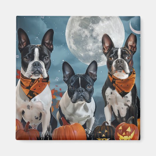 ボストンテリアハロウィン不気味ー マグネット (正面)