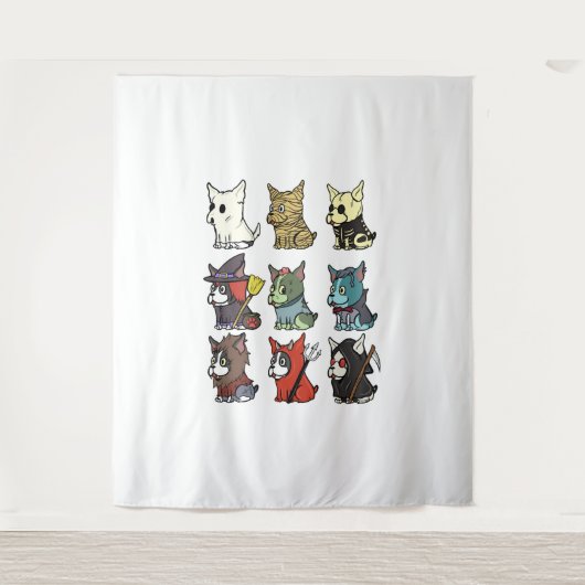 ボストンテリアハロウィーンの衣装 タペストリー (正面)