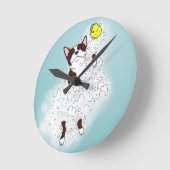 ボストンテリアバス ラウンド壁時計 (傾斜)