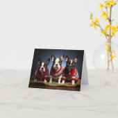 ボストンテリアパピズクリスマスカード カード (黄色い花)