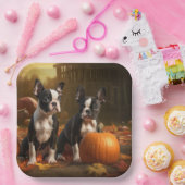 ボストンテリアパピーオータムデライトパンプキン ペーパープレート (パーティー)