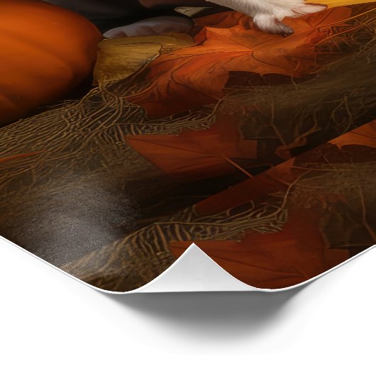 ボストンテリアパピーオータムデライトパンプキン ポスター (コーナー)