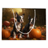 ボストンテリアパピーオータムデライトパンプキン ラージペーパーバッグ (裏面)