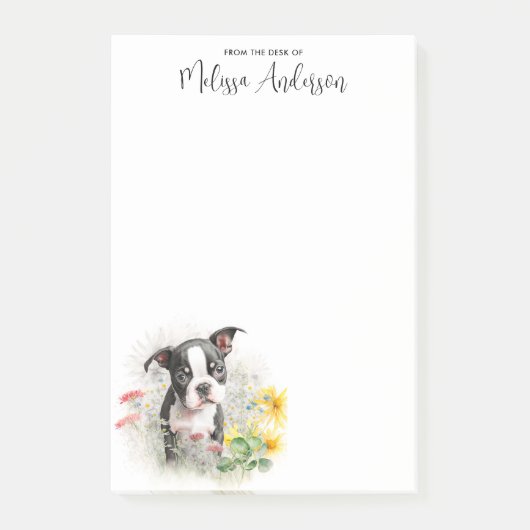 ボストンテリアパーソナライズされたー犬の恋人かわいい子犬 ポストイット (正面)