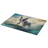 ボストンテリアビーチサーフィン絵画ズ カッティングボード (角)