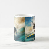 ボストンテリアビーチサーフィン絵画ズ コーヒーマグカップ (中央)