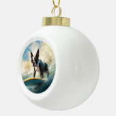 ボストンテリアビーチサーフィン絵画ズ セラミックボールオーナメント (右)